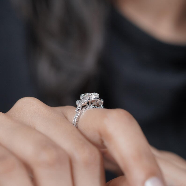 2.50ct Marquise Lab Grown Diamond Engagement Ring | 2ct Marquise Center with 0.50ct Side Stones | Vintage Diamond Ring | IGI Certified Ring