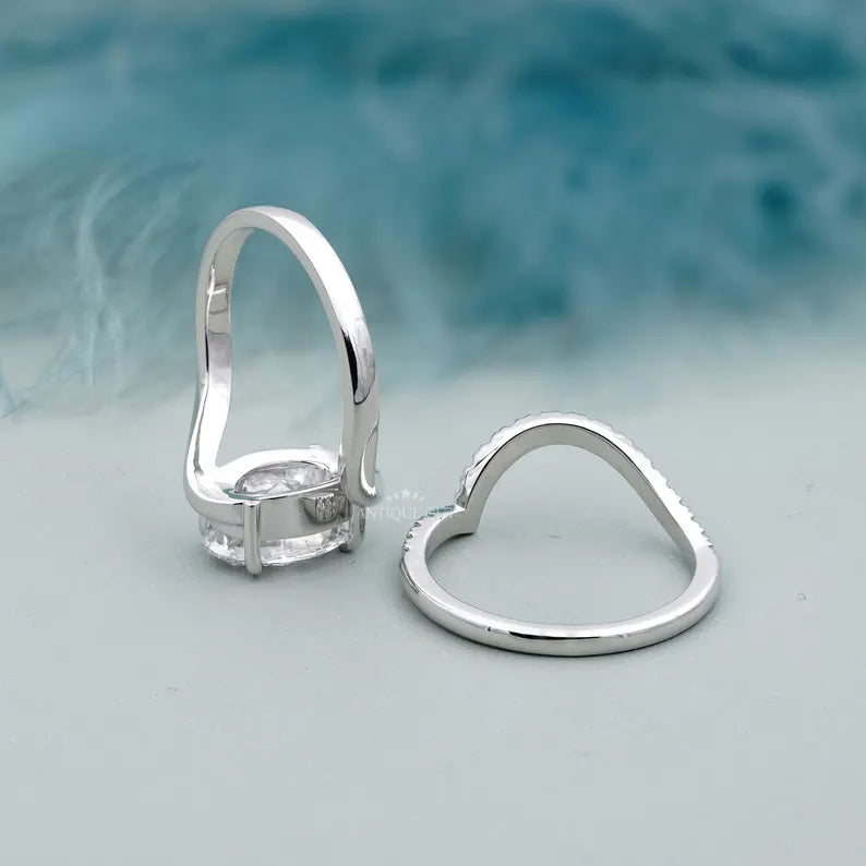 3.40TCW Oval Diamond Bypass Engagement Ring, 0.40ct Round Diamond Band, Lab Grown Diamond Ring IGI Certified D-E-F VVS-VS.