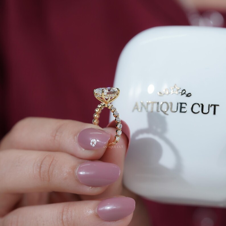 4.00TCW Oval Diamond Engagement Ring, 1.00ct Round Diamond Band & Hidden Halo Lab Diamond Ring | IGI Certified D-E-F VVS-VS.