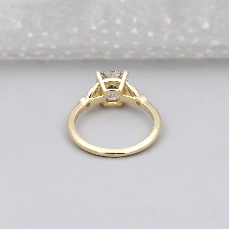 2.10TCW Cushion Cut Diamond Engagement Ring | Bezel Accent Side Stones | Solitaire Ring | Lab Diamond Ring | IGI Certified D-E-F VVS-VS.