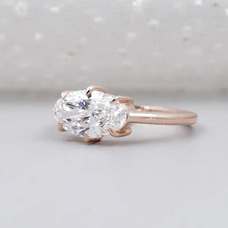 1.70TCW Oval Cut Diamond Engagement Ring | Rose gold Classic Solitaire | Lab Grown Diamond Ring | IGI Certified D-E-F VVS-VS.