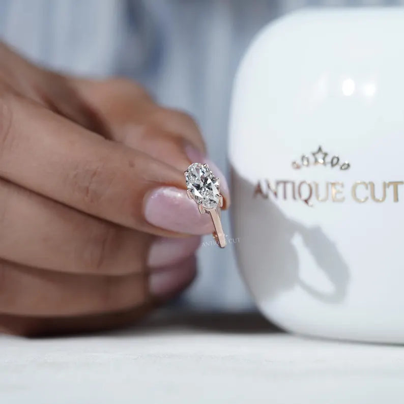 1.70TCW Oval Cut Diamond Engagement Ring | Rose gold Classic Solitaire | Lab Grown Diamond Ring | IGI Certified D-E-F VVS-VS.