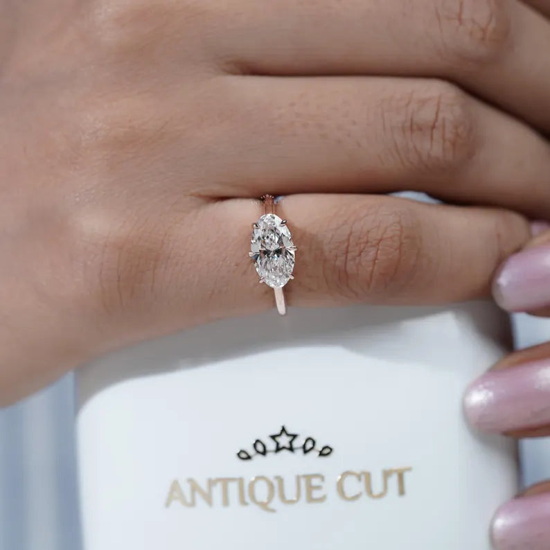 1.70TCW Oval Cut Diamond Engagement Ring | Rose gold Classic Solitaire | Lab Grown Diamond Ring | IGI Certified D-E-F VVS-VS.
