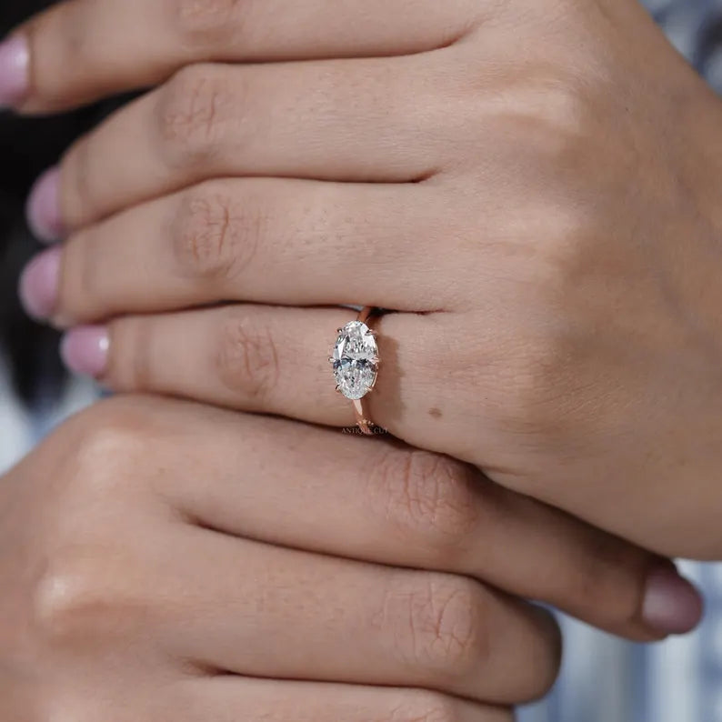 1.70TCW Oval Cut Diamond Engagement Ring | Rose gold Classic Solitaire | Lab Grown Diamond Ring | IGI Certified D-E-F VVS-VS.