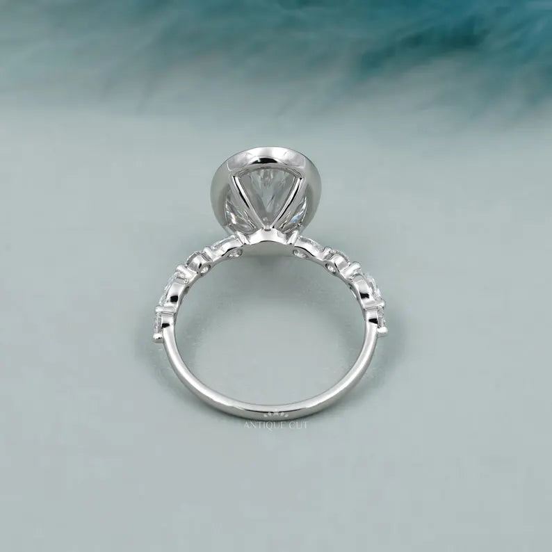 Oval 3.50tcw Bezel Set Lab Grown Diamond Engagement Ring | Yellow Gold with Side Stones | IGI Certified