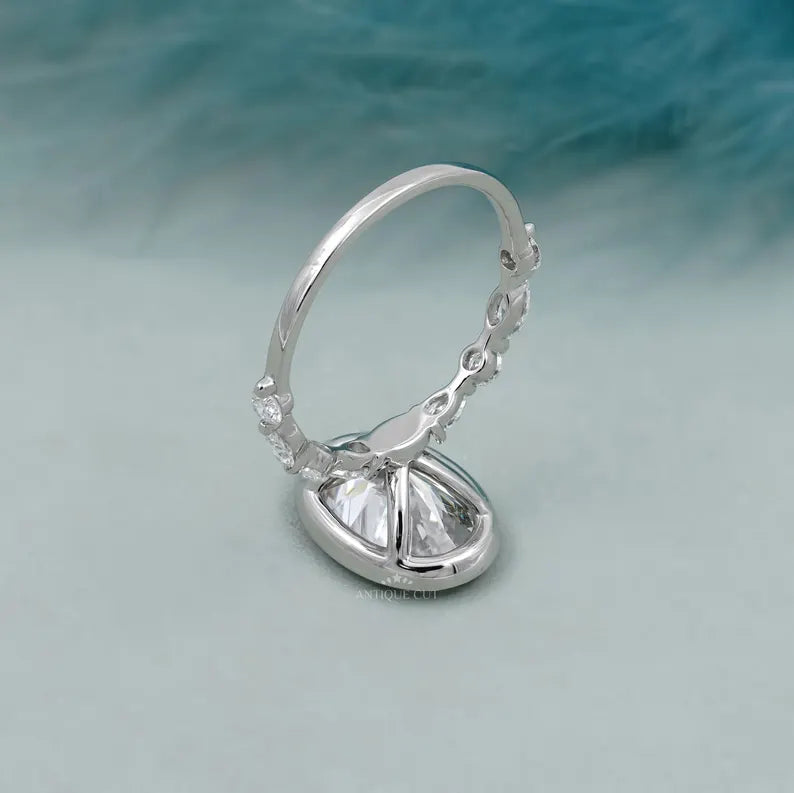 Oval 3.50tcw Bezel Set Lab Grown Diamond Engagement Ring | Yellow Gold with Side Stones | IGI Certified