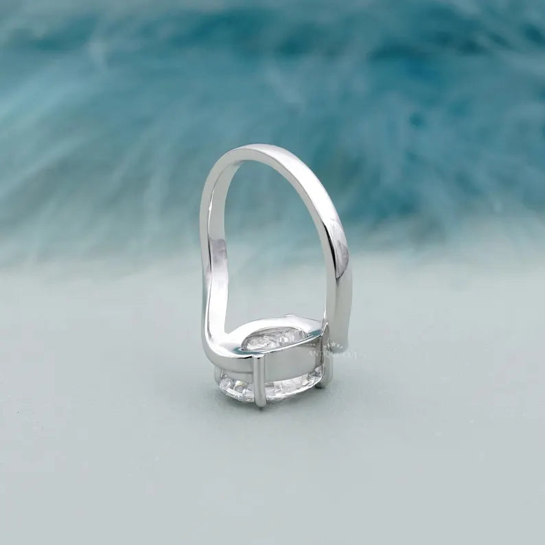 3.00ct Oval Diamond Bypass Solitaire Engagement Ring Lab Grown Diamond Ring | IGI Certified D-E-F VVS-VS.