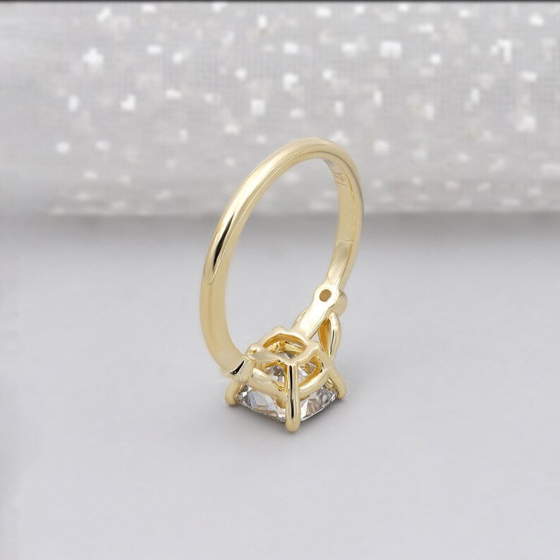 2.10TCW Cushion Cut Diamond Engagement Ring | Bezel Accent Side Stones | Solitaire Ring | Lab Diamond Ring | IGI Certified D-E-F VVS-VS.