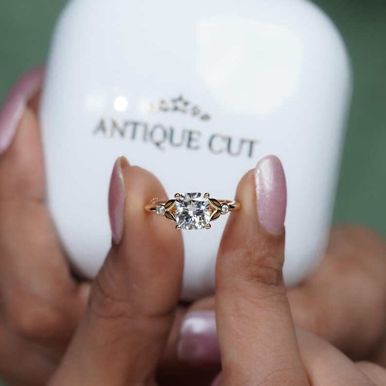 2.10TCW Cushion Cut Diamond Engagement Ring | Bezel Accent Side Stones | Solitaire Ring | Lab Diamond Ring | IGI Certified D-E-F VVS-VS.