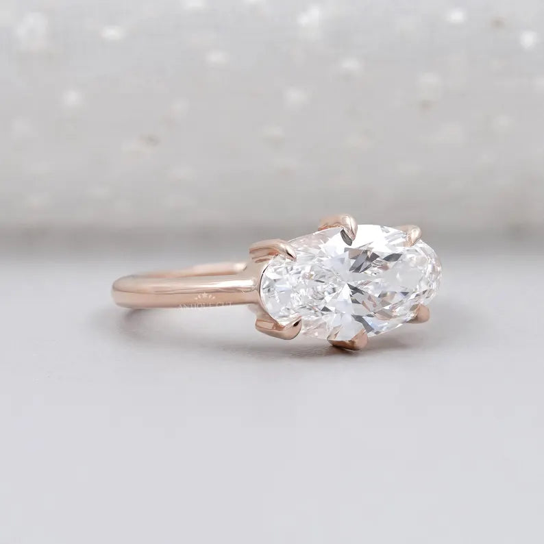 1.70TCW Oval Cut Diamond Engagement Ring | Rose gold Classic Solitaire | Lab Grown Diamond Ring | IGI Certified D-E-F VVS-VS.
