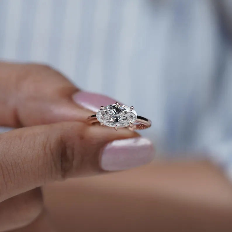 1.70TCW Oval Cut Diamond Engagement Ring | Rose gold Classic Solitaire | Lab Grown Diamond Ring | IGI Certified D-E-F VVS-VS.