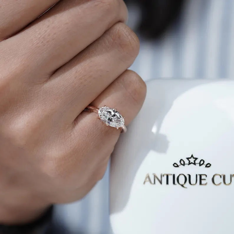1.70TCW Oval Cut Diamond Engagement Ring | Rose gold Classic Solitaire | Lab Grown Diamond Ring | IGI Certified D-E-F VVS-VS.