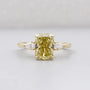 4.00tcw Cushion Cut Yellow Diamond Three-Stone Engagement Ring | Pear Side Stones | Lab Grown Diamond Ring IGI Certified D-E-F VVS-VS.