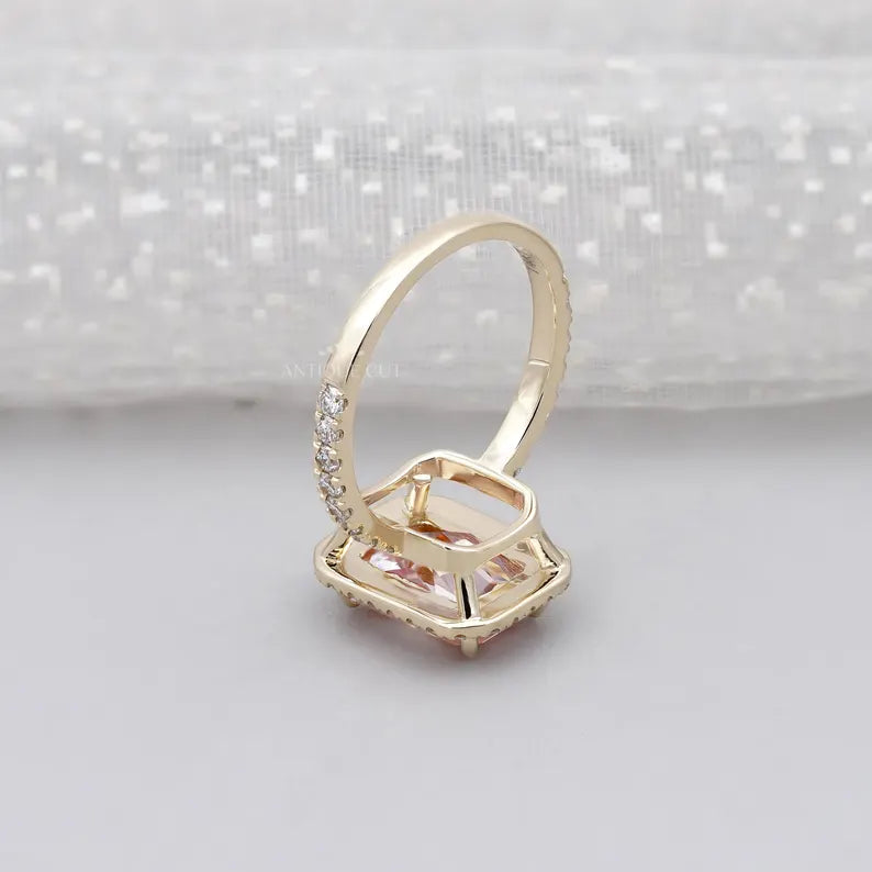 3.60TCW Radiant Cut Pink Diamond Engagement Ring, Halo Ring, Lab Grown Diamond Ring, IGI Certified D-E-F VVS-VS.