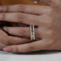 Full circle emerald cut diamond ring