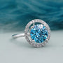 IGI Certified Fancy Blue Diamond Ring Halo Design
