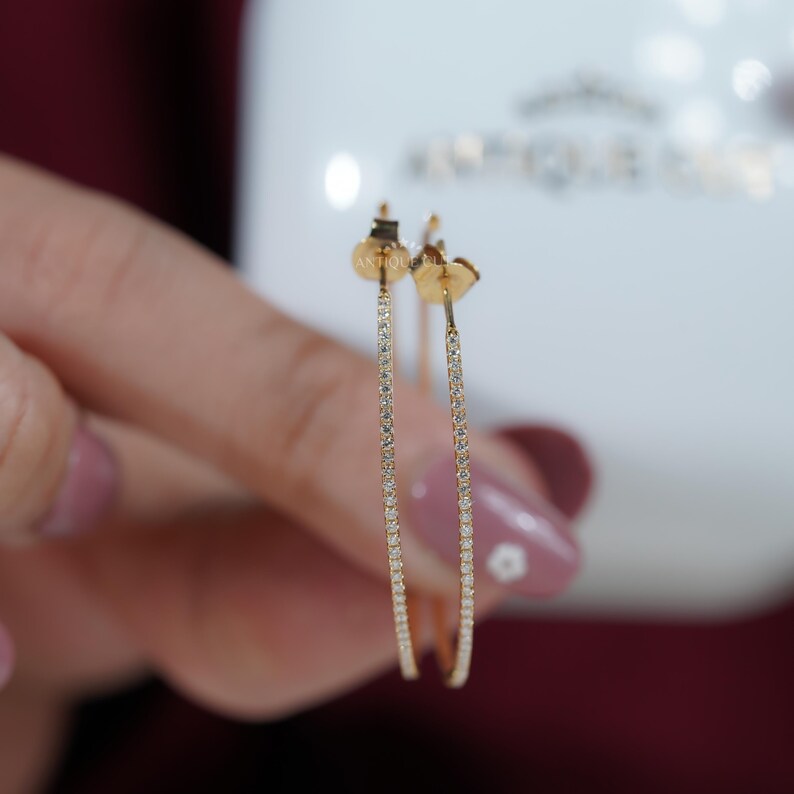 round pave diamond hoop earrings​