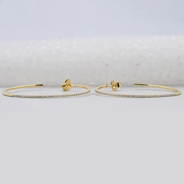 0.55 TCW Round Pave diamond Hoop earrings in Gold