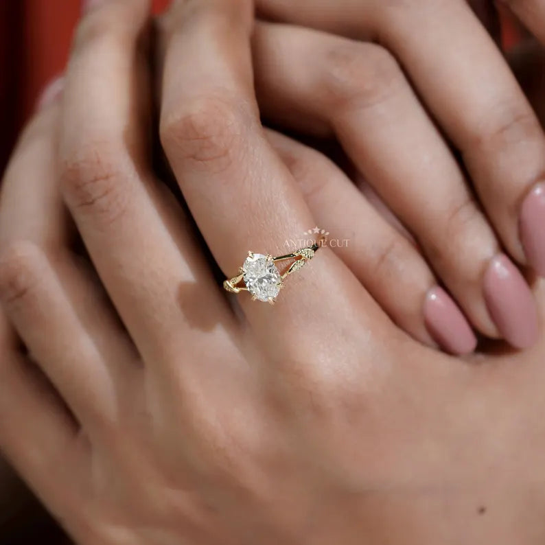Oval diamond solitaire engagement ring top view