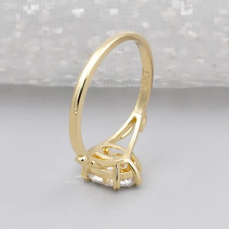 Oval diamond solitaire engagement ring close up