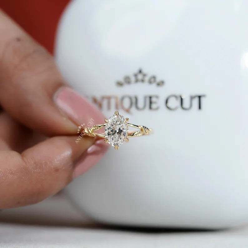 Nature-inspired floral leaf engagement ring