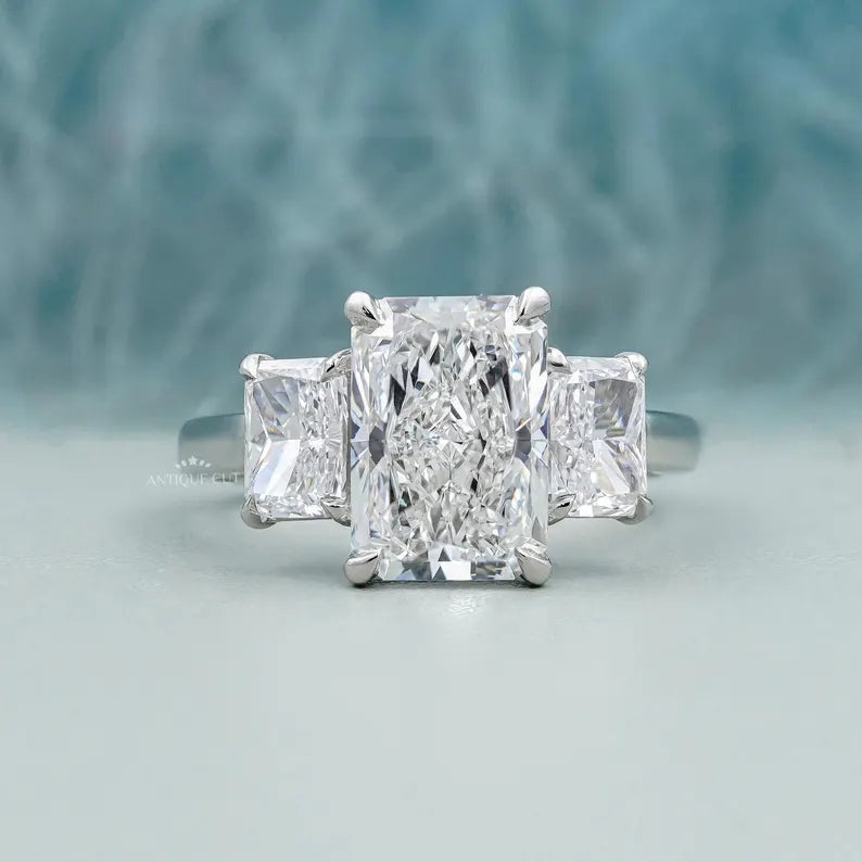 Three Stone Radiant Cut Engagement Ring | Lab Grown Diamond | IGI Certified