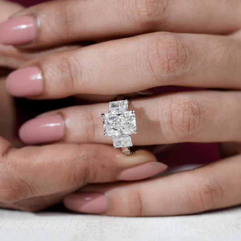 Three Stone Radiant Cut Engagement Ring | Lab Grown Diamond | IGI Certified