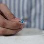 Antique style blue diamond solitaire ring white gold
