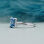Lab grown blue diamond ring white gold