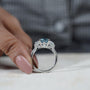 Double prong cushion blue diamond ring elegant design