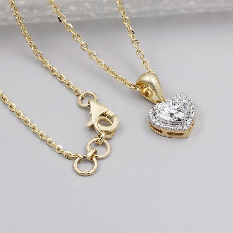 diamond halo heart necklace with included chain