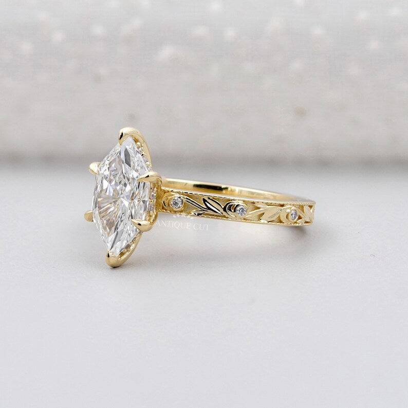 Hexagon Diamond Engagement Ring 2.10ct
