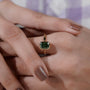 Elegant fancy green cushion diamond ring yellow gold
