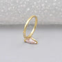 Pave band pear pink diamond ring yellow gold