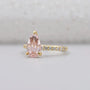 Lab grown pear fancy pink diamond yellow gold ring