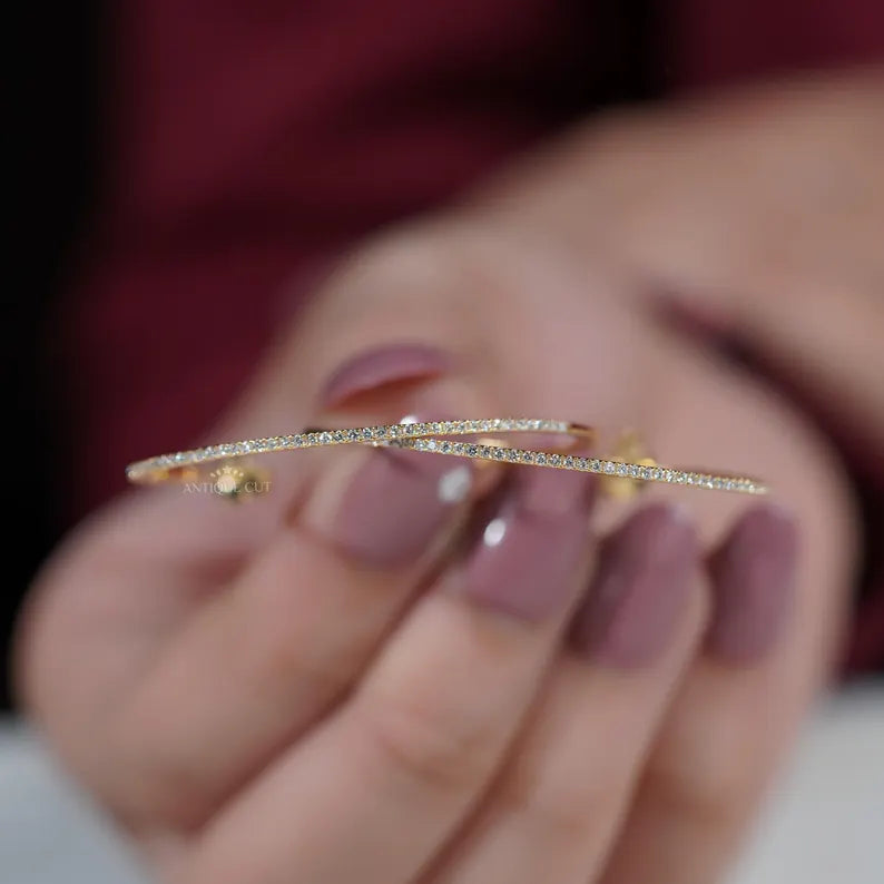 round pave diamond hoop earrings​