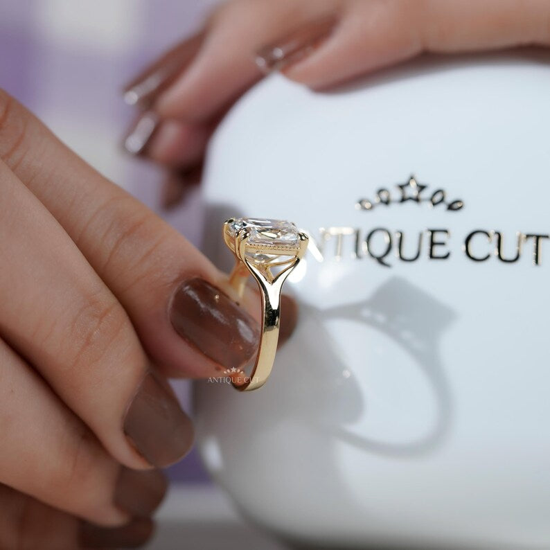 Split shank cushion diamond vintage inspired ring