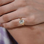 Cushion antique cut diamond yellow gold ring