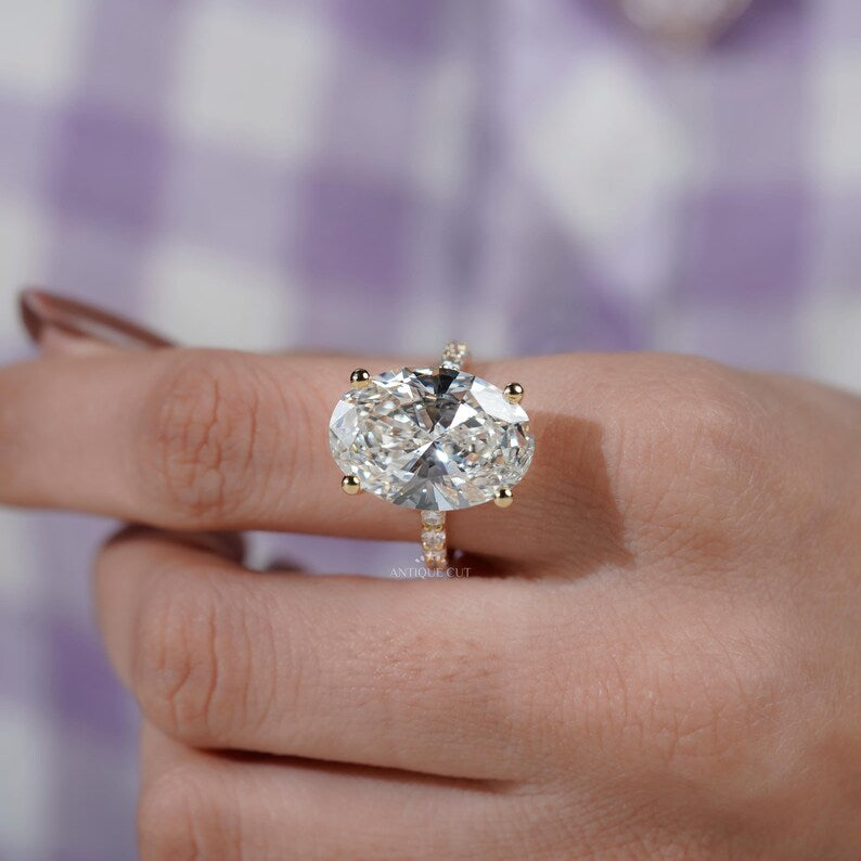 Vintage inspired oval engagement ring Antiquecut design