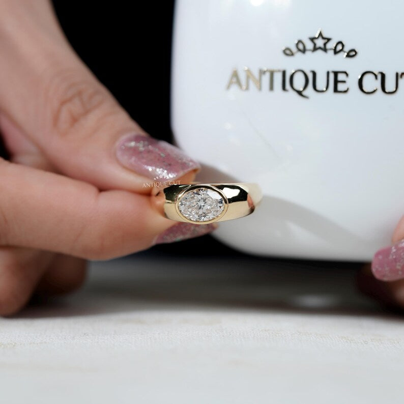 Elegant east west oval lab grown diamond ring