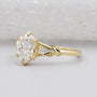 Vintage inspired floral leaf oval solitaire ring