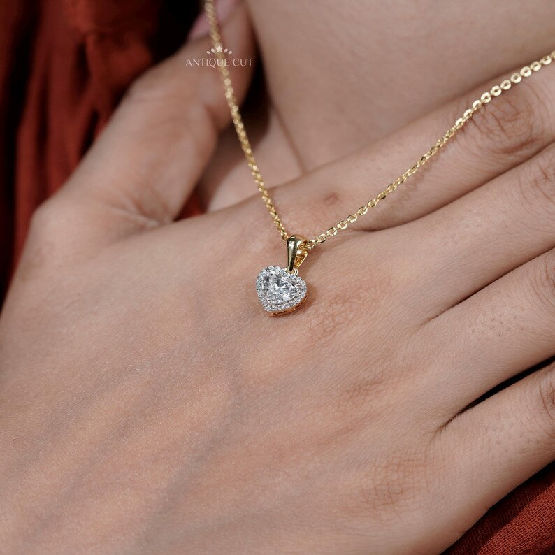 Heart Shape Diamond Halo Pendant