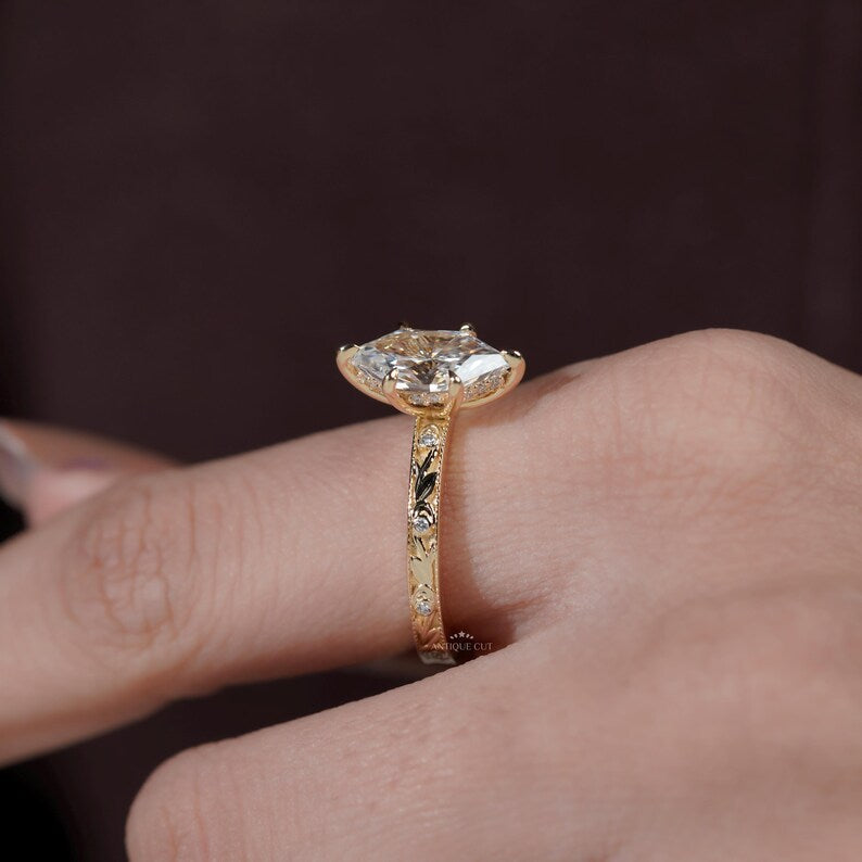 Hexagon Diamond Engagement Ring 2.10ct