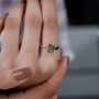 Vintage inspired fancy green cushion cut diamond ring