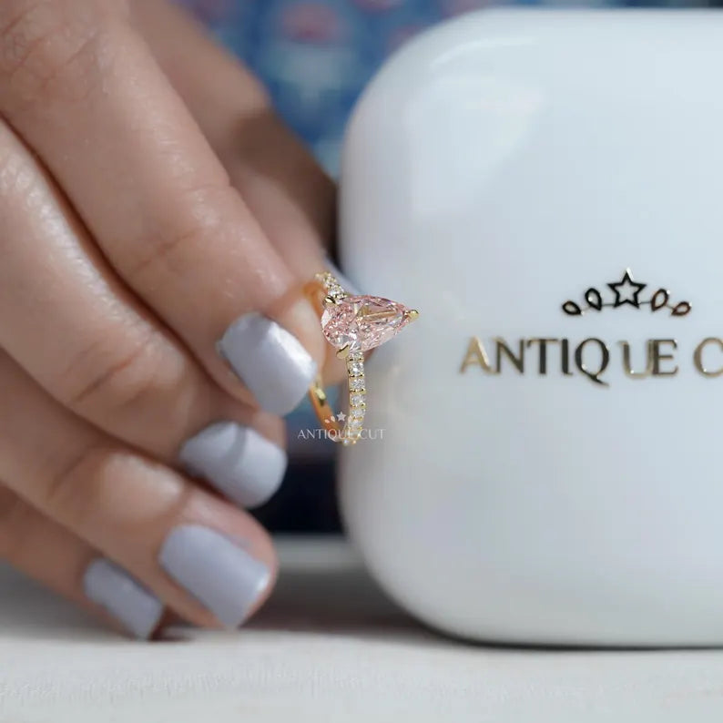 Fine jewelry pear fancy pink diamond ring