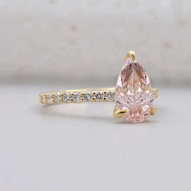 IGI certified pear fancy pink diamond ring
