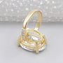 Oval lab diamond ring with round cut pavé band 