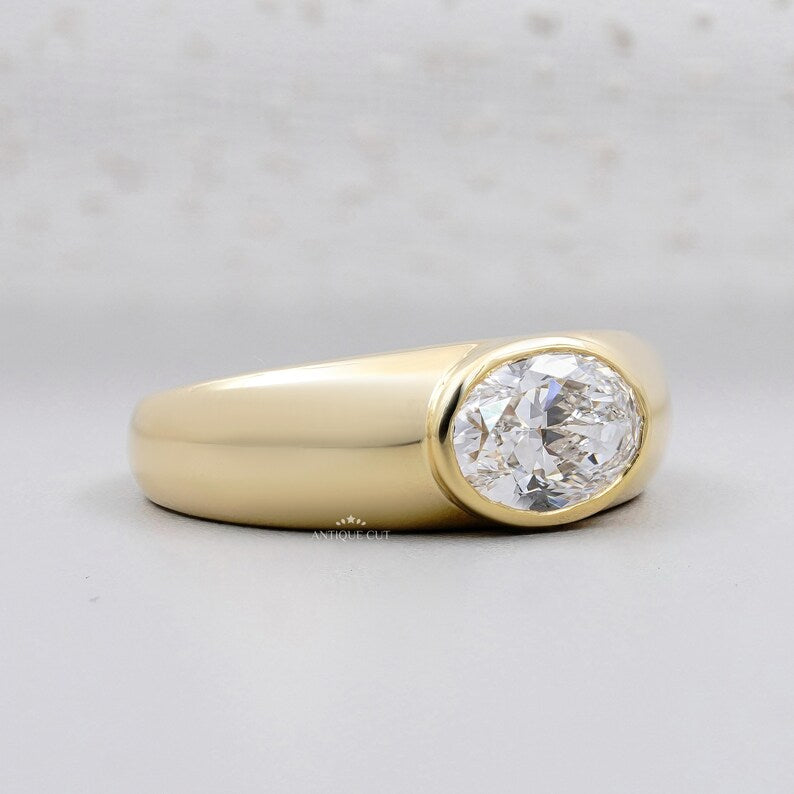 IGI Certified lab grown diamond east west ring