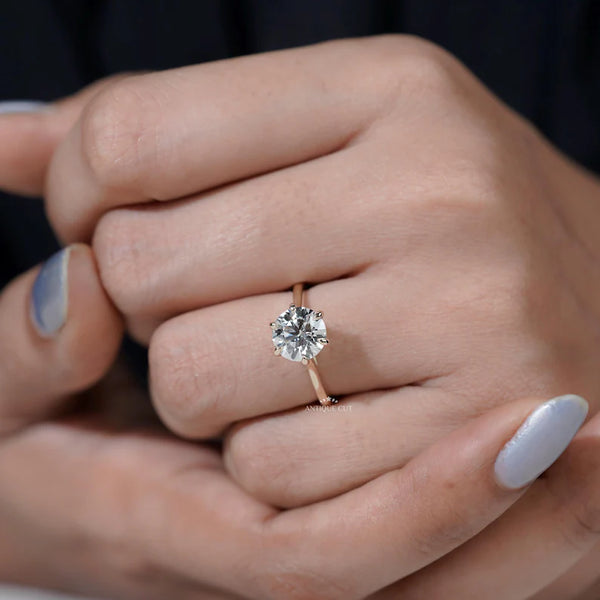 Custom diamond engagement ring hand view