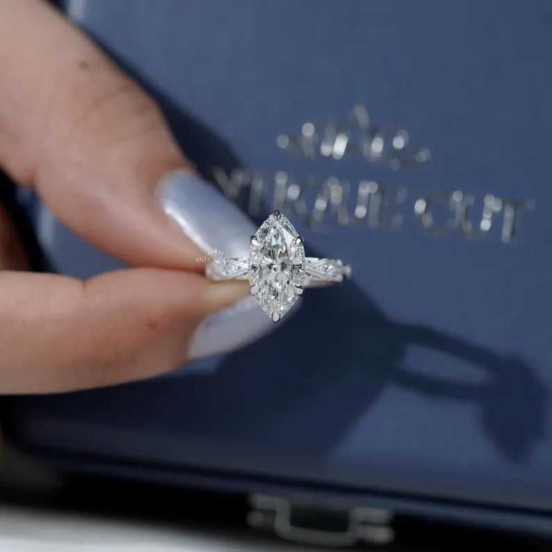 Romantic white gold engagement ring